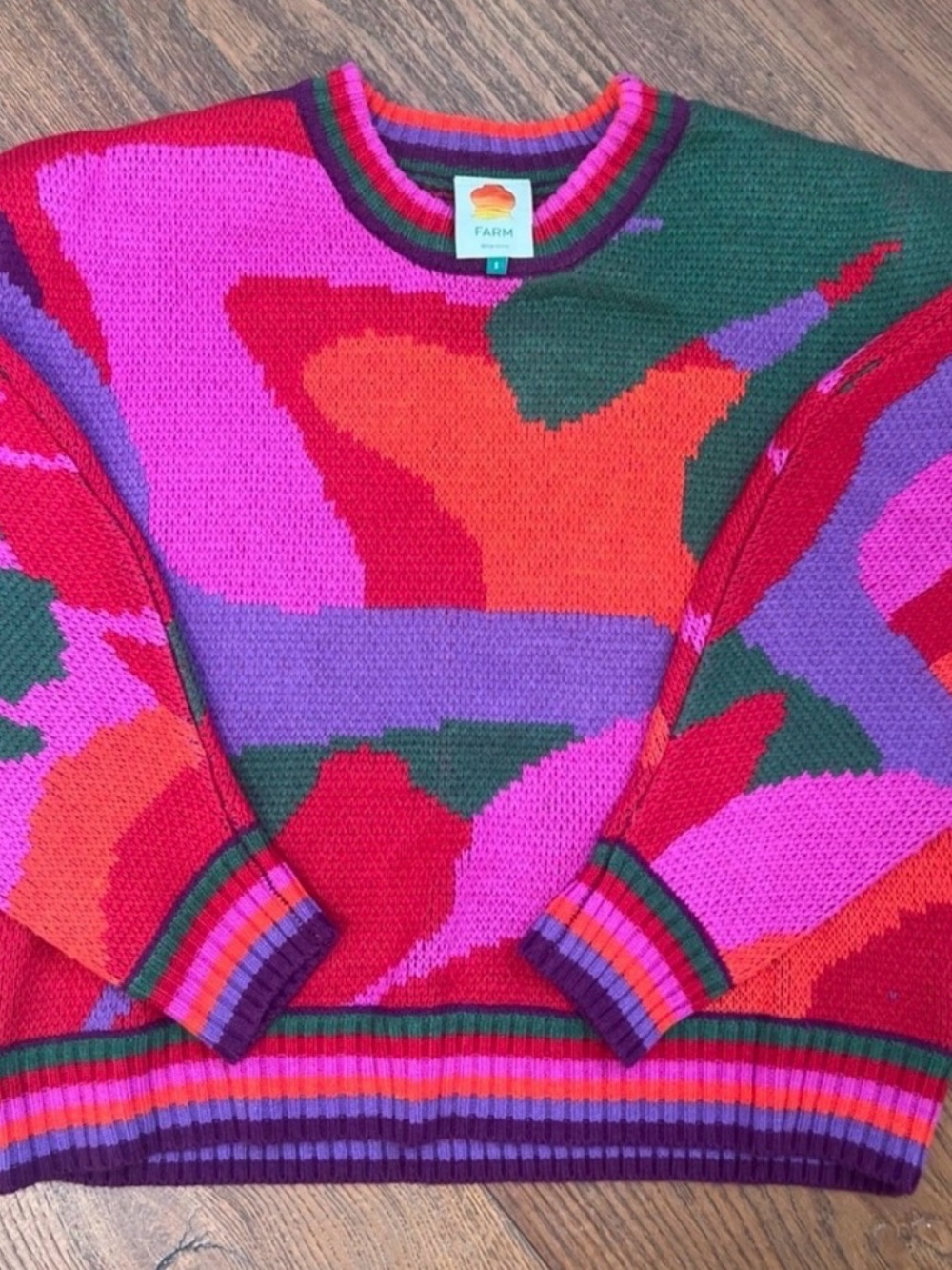 FARM RIO Abstract Knit Sweater - Pink Multi - Picture 3 of 4